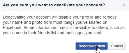 حذف اکانت فیس‌بوک