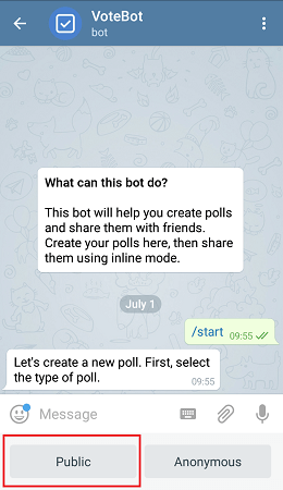 ربات نظرسنجی تلگرام